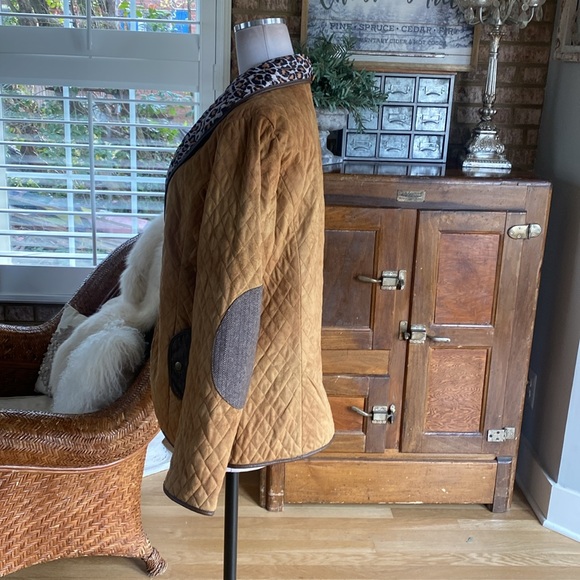 TASHA POLIZZI LUXURY QUILTED BARN JACKET LARGE EXCELLENT NO FUR ELBOW PATCHES - Picture 3 of 10